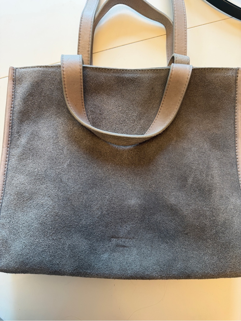 Margot New York Jamee Double Handle Genuine Leather Suede Tote Bag